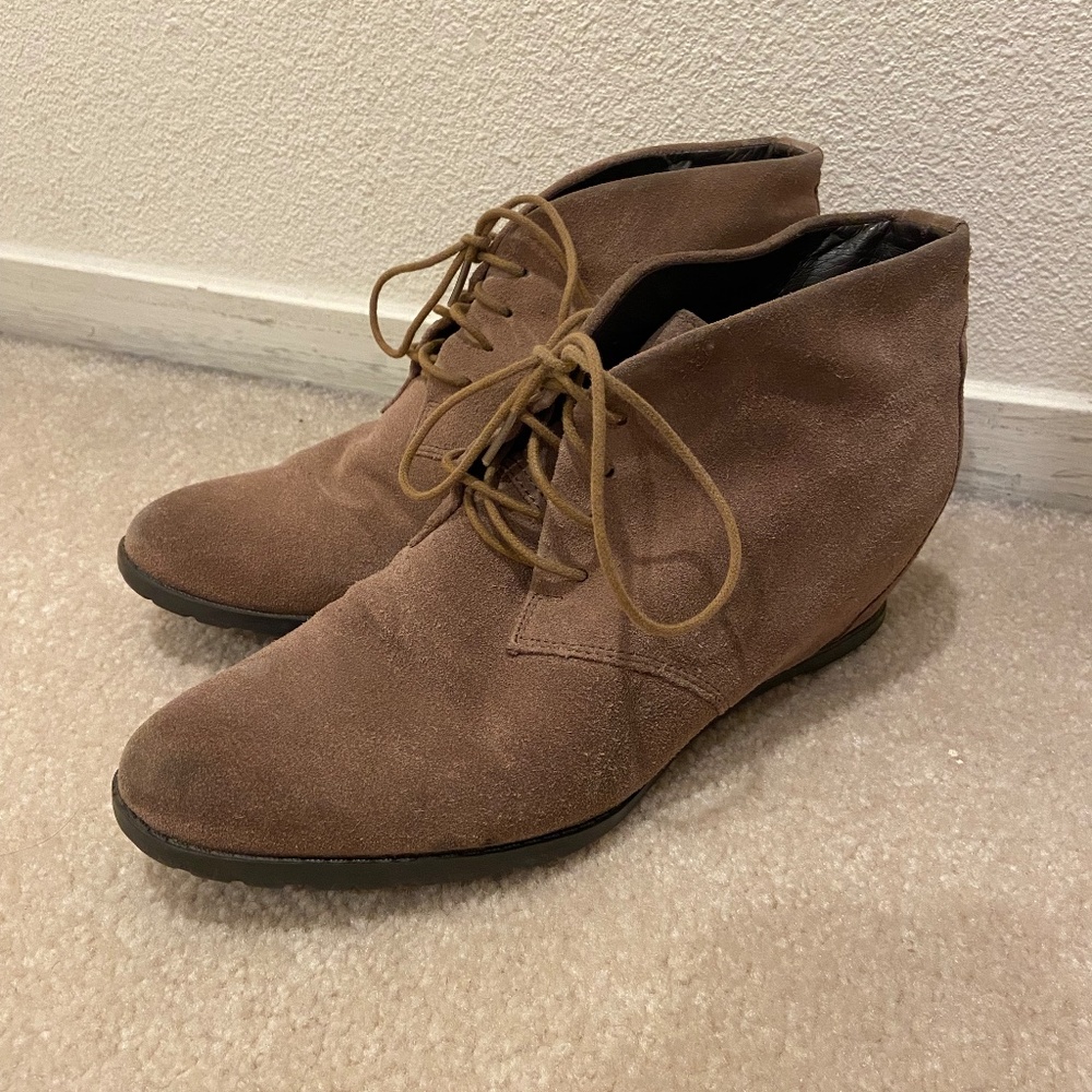 Franco Sarto Tan Suede Oxford Boots